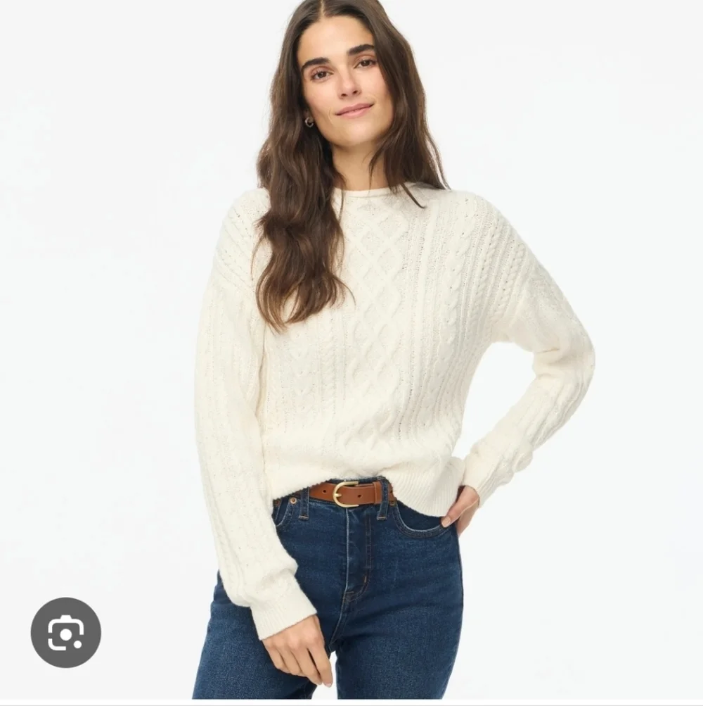 J Crew Factory CF738 Mockneck cable-knit sweater Size S NWT Ivory